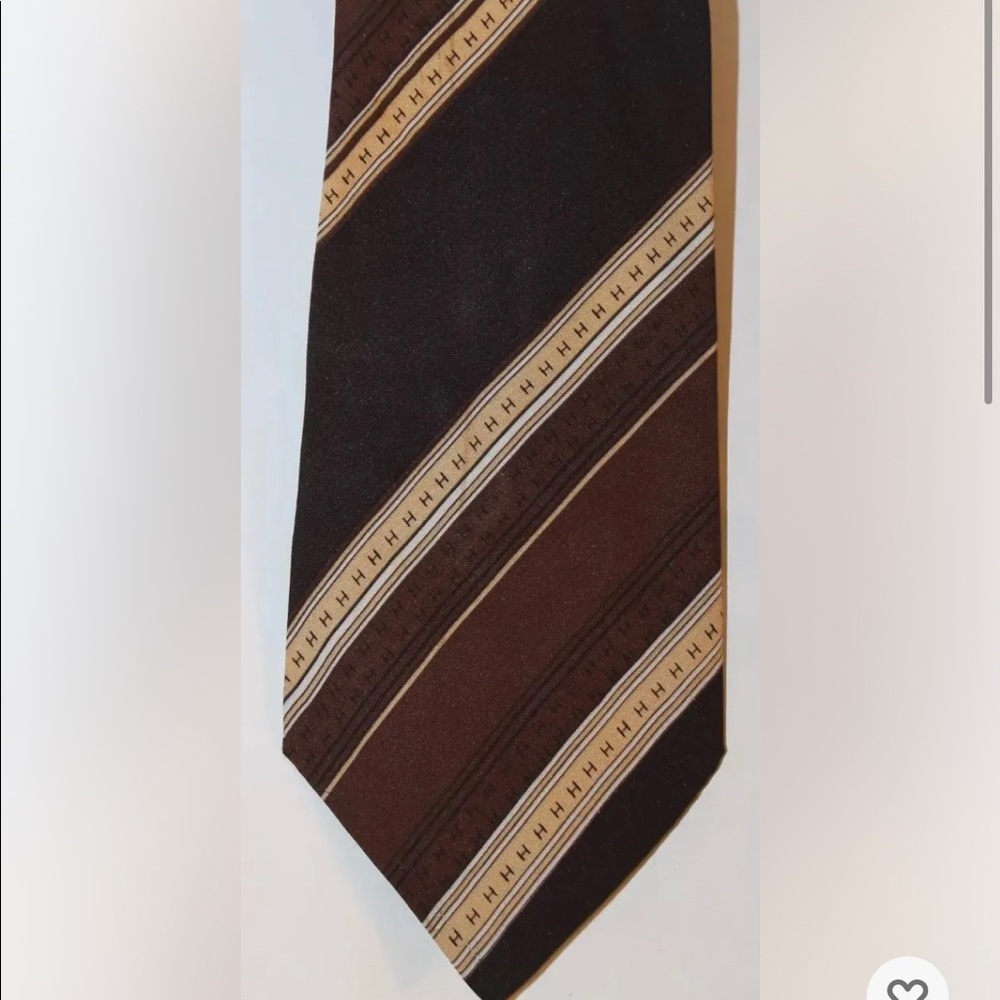 Vintage Creation Pierre Cardin Paris Men Neck Tie Brown Stripe Classic